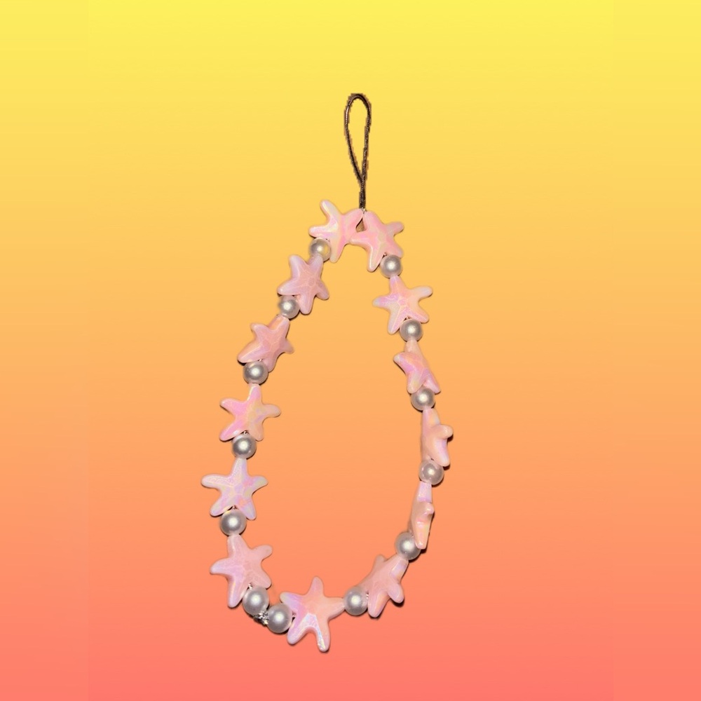 Coral Starfish/Pearls Phone Charm Bracelet